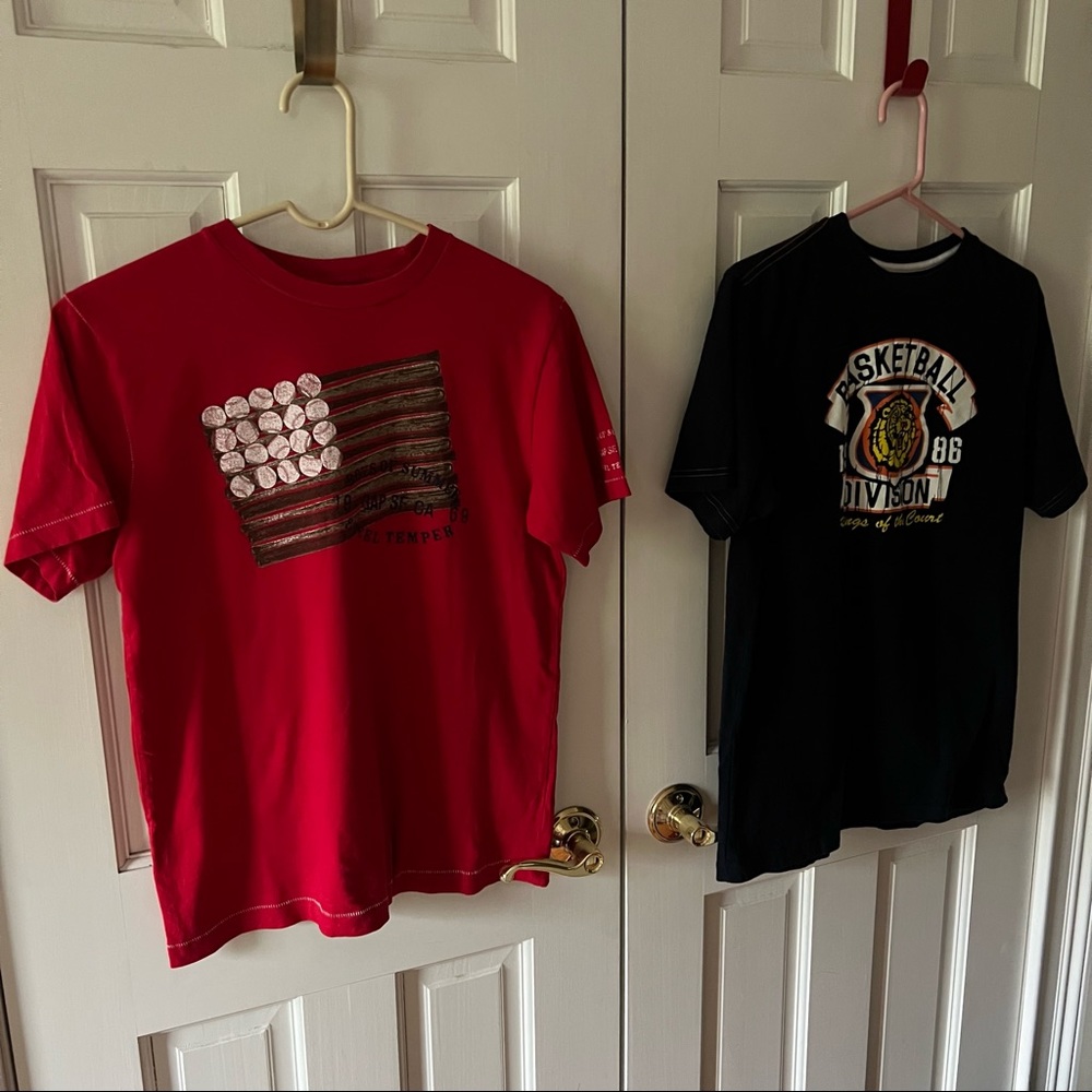 2 GAP KIDS 100% Cotton Tees Baseball/Basketball Size XXL 14-16 Red & Blue